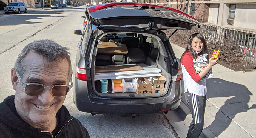 Jim Wicks used his family van to distribute course materials to local students.