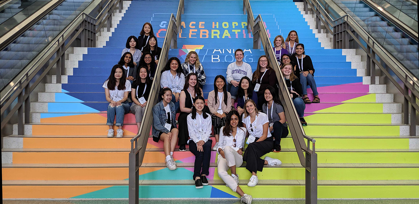 Sixty members of Northwestern University’s Women in Computing student group traveled to Orlando, Florida, to attend the 2019 Grace Hopper Celebration.
