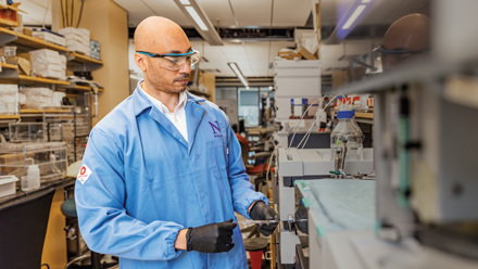 Professor Evan Scott working in the lab