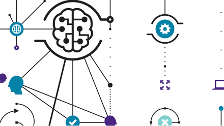 A graphic network of AI-related imagery