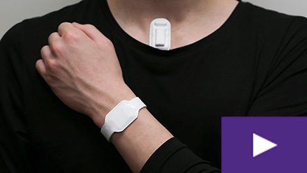 image of vocal fatigue device on wrist and neck