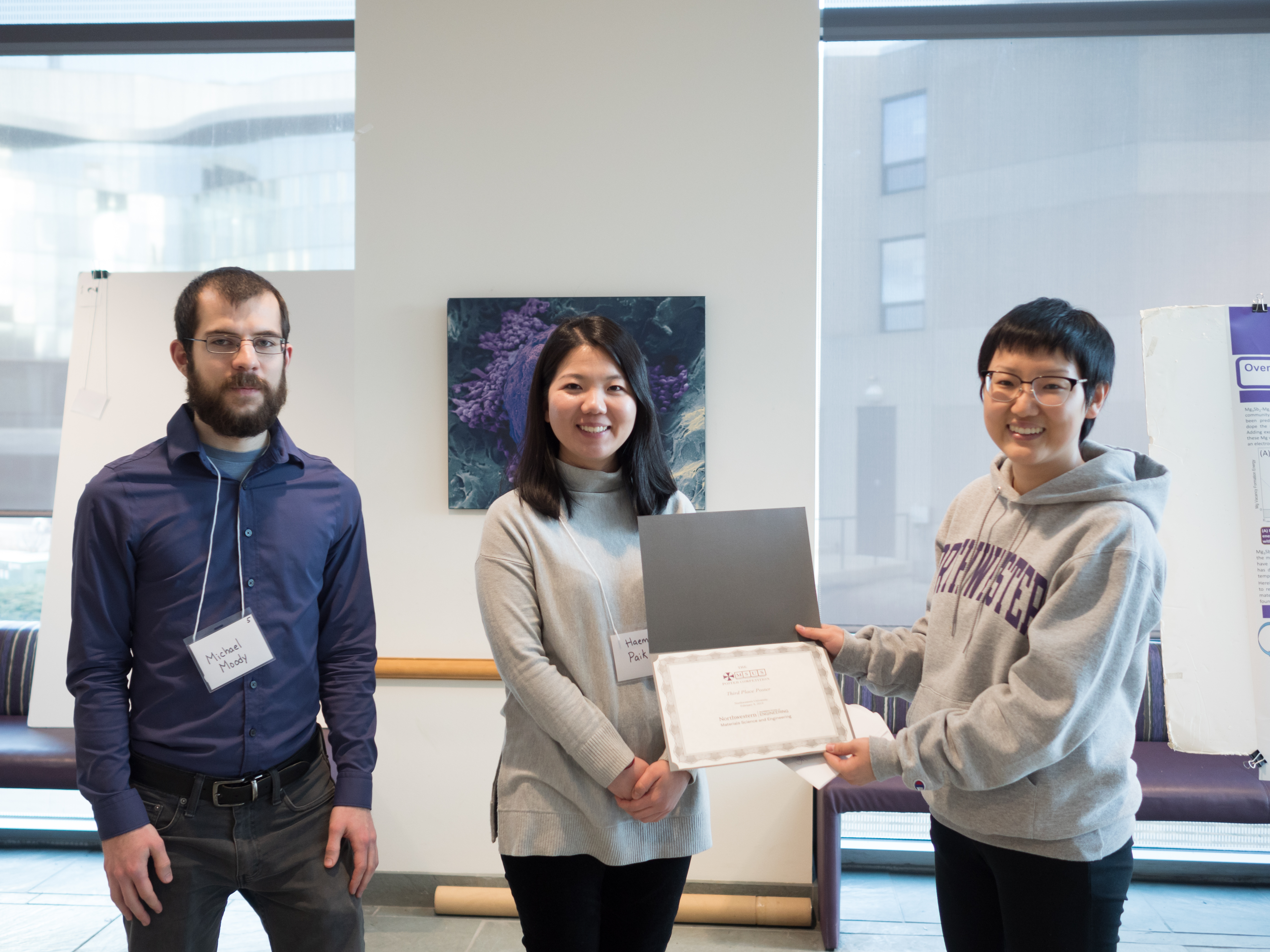 The third place award presented to Michael Moody and Haemin Paik by Ju Ying Shang.