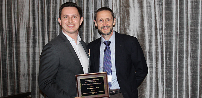 Early Career Achievement awardee Phillip Barton, left, and Professor Lincoln Lauhon.