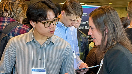 Student discussing opportunities at a Career Expo
