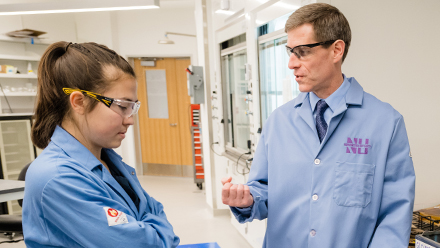 Mark Hersam with a student in his lab