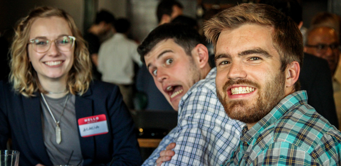 Students celebrate their accomplishments at the Firehouse Grill.