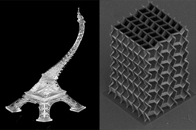 Microscale origami metamaterial printed using two-photon; Transforming 3D printed part on-the-fly by unleashing full Six degree of freedom. (C. Sun) lithography (S. Krishnaswamy and H.D. Espinosa)