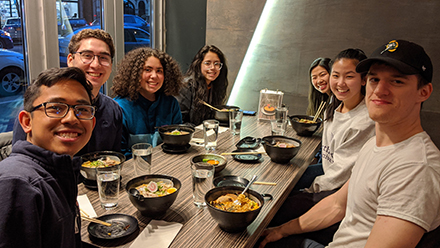 Group of students sharing a meal