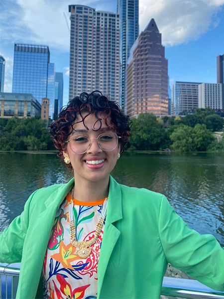 Samaher Nassar in front of skyline