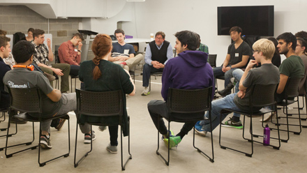 3 student playing a game